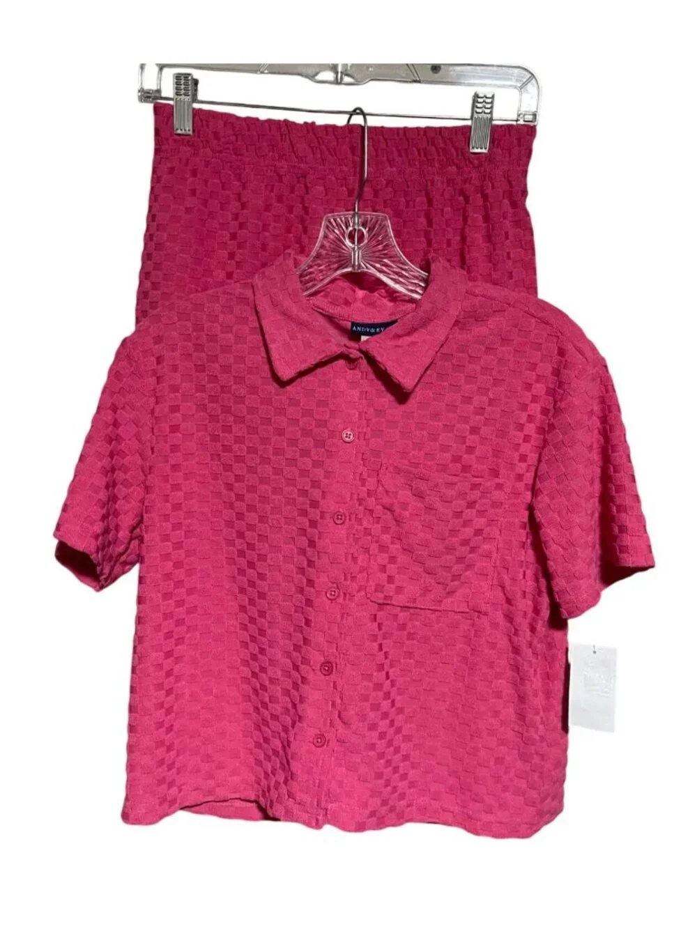 Andy & Evan Kids Terry Button Up Set Pink Available in Girls M L XL
